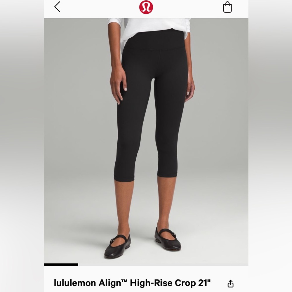 Lululemon align 21” crop leggings. Color: Black size 4.